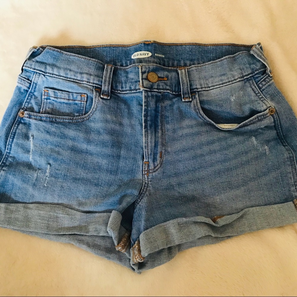 cuffed denim shorts
